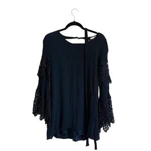 Miami S black mini dress lace bell sleeve elegant goth witchy Goblincore